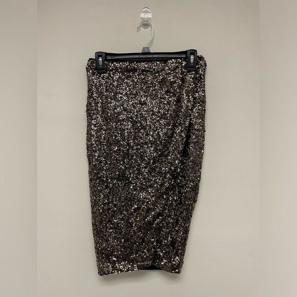Metaphor Gold Holiday Sequin Knee Length Tulip Skirt Size XS - Picture 1 of 7